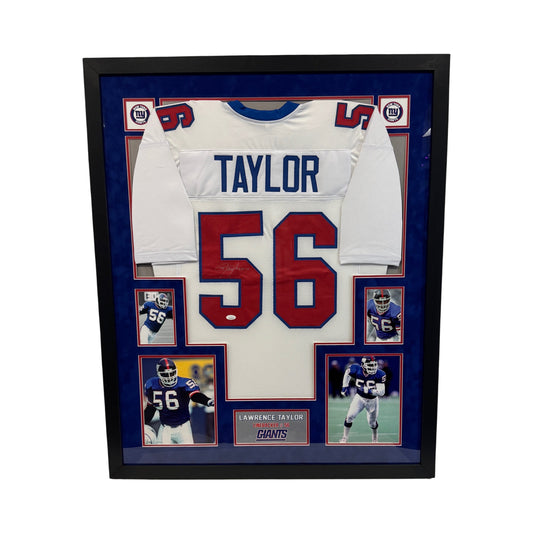 Lawrence Taylor Autographed New York Giants Color Rush Jersey Beckett - Framed