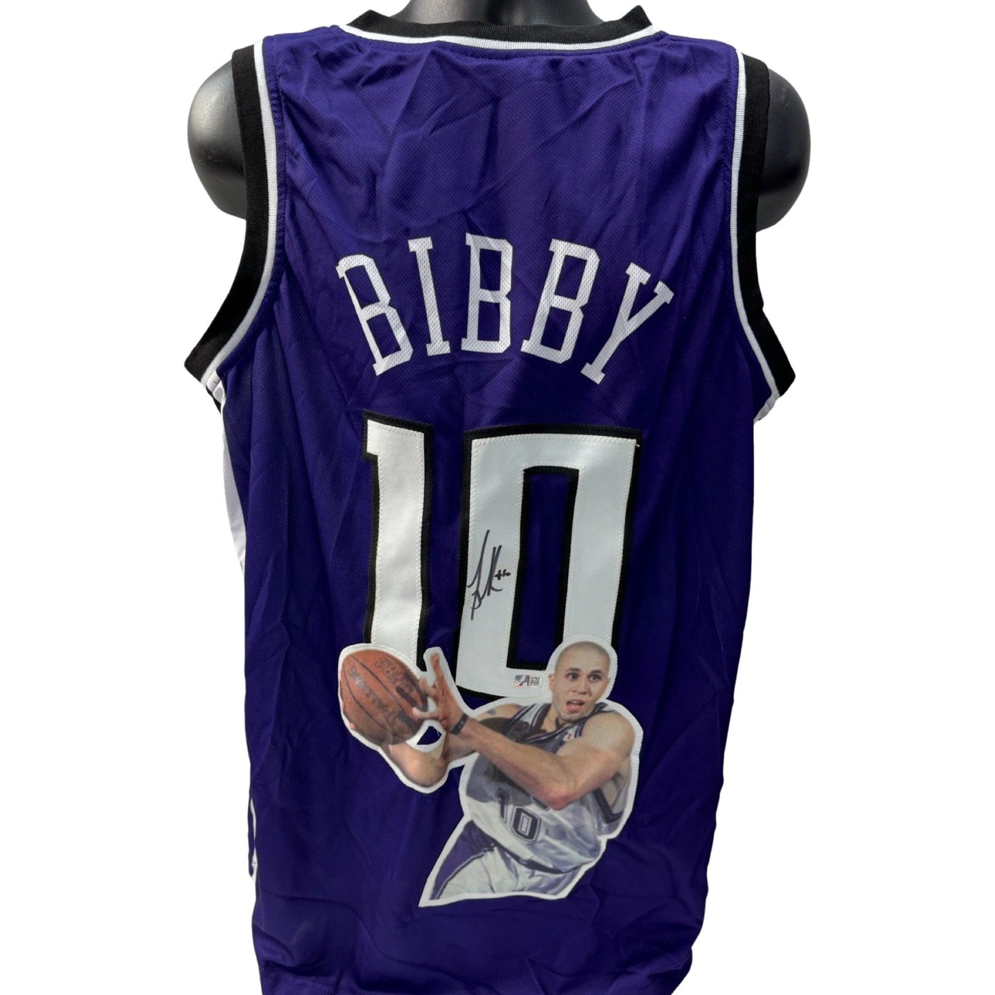 Mike Bibby Autographed Sacramento Kings Purple Art Jersey Steiner CX