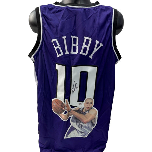 Mike Bibby Autographed Sacramento Kings Purple Art Jersey Steiner CX