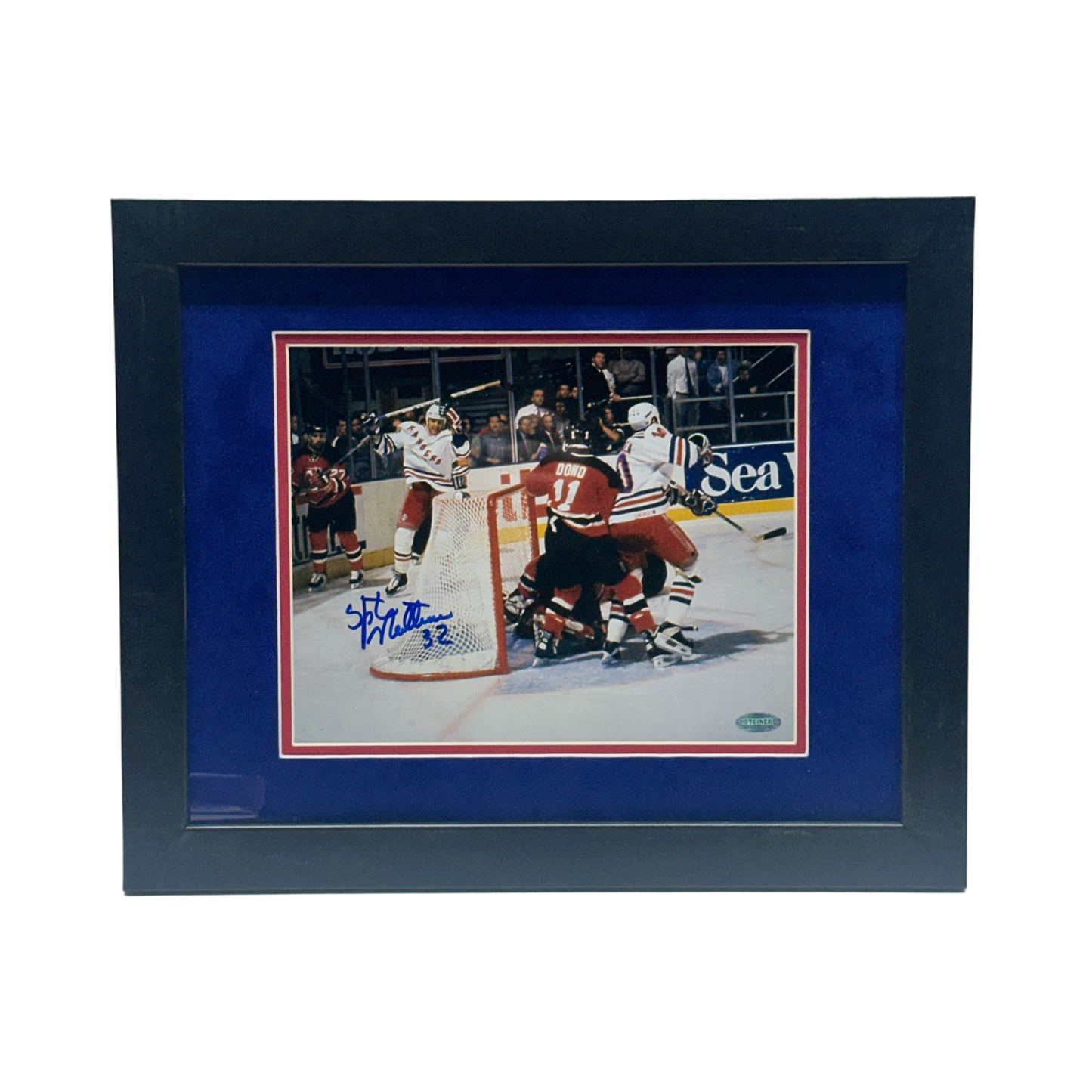Stephane Matteau Autographed New York Rangers Side View 8x10 Steiner CX - Framed