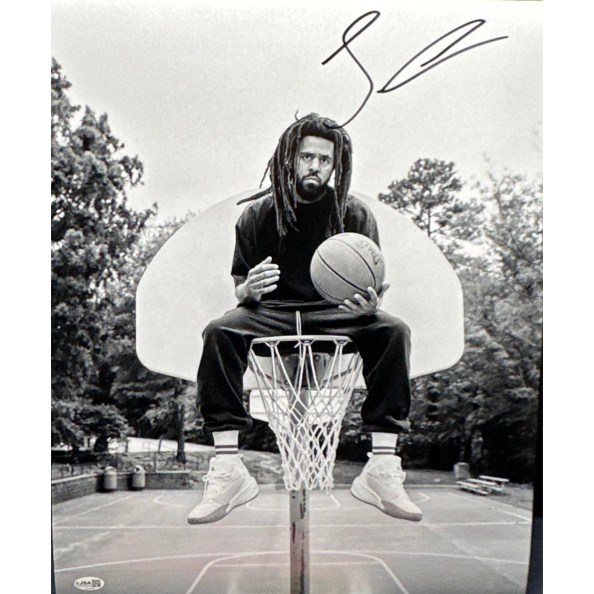 J. Cole Signed 16x20 On Hoop Photo Autographed Hip-hop Rap JSA COA