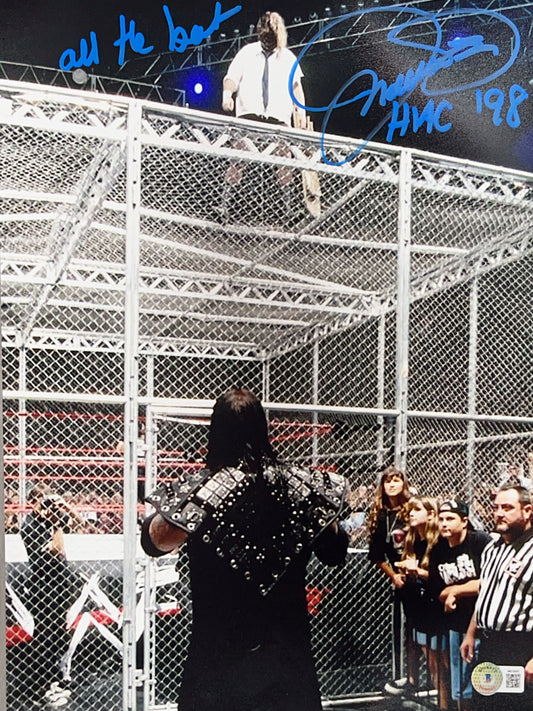 Mick Foley Mankind Cage Autographed 11x14 "HIAC, All The Best" Inscription Beckett