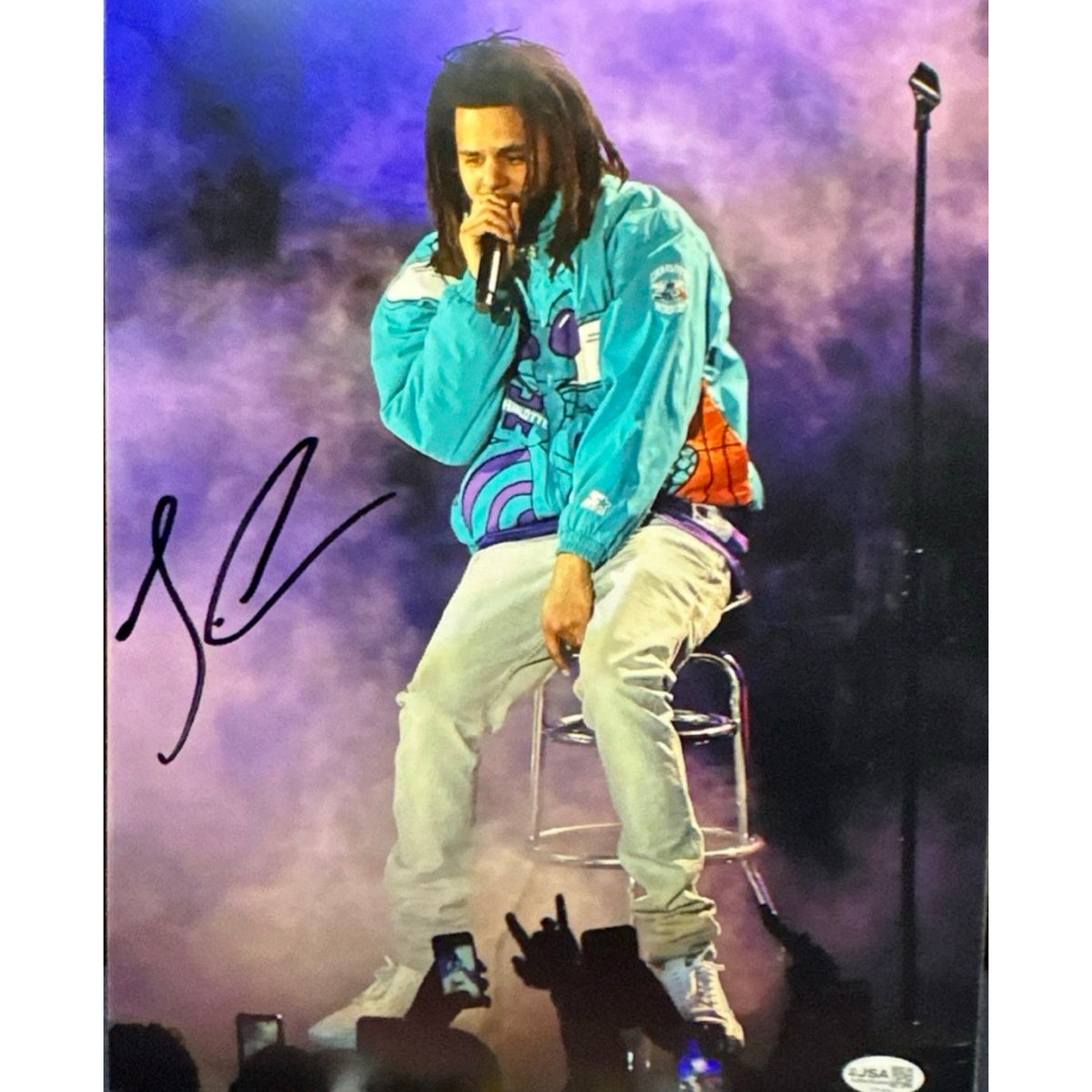J. Cole Signed 11x14 Sitting on Stage Photo Autographed Hip-hop Rap JSA COA