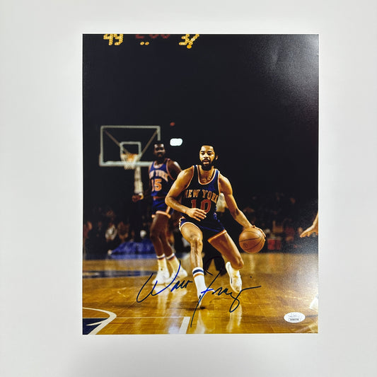 Walt Frazier Autographed 11x14 On Court Photo JSA