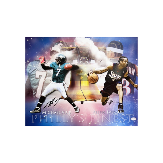 Allen Iverson & Michael Vick Autographed 16x20 JSA - Unframed