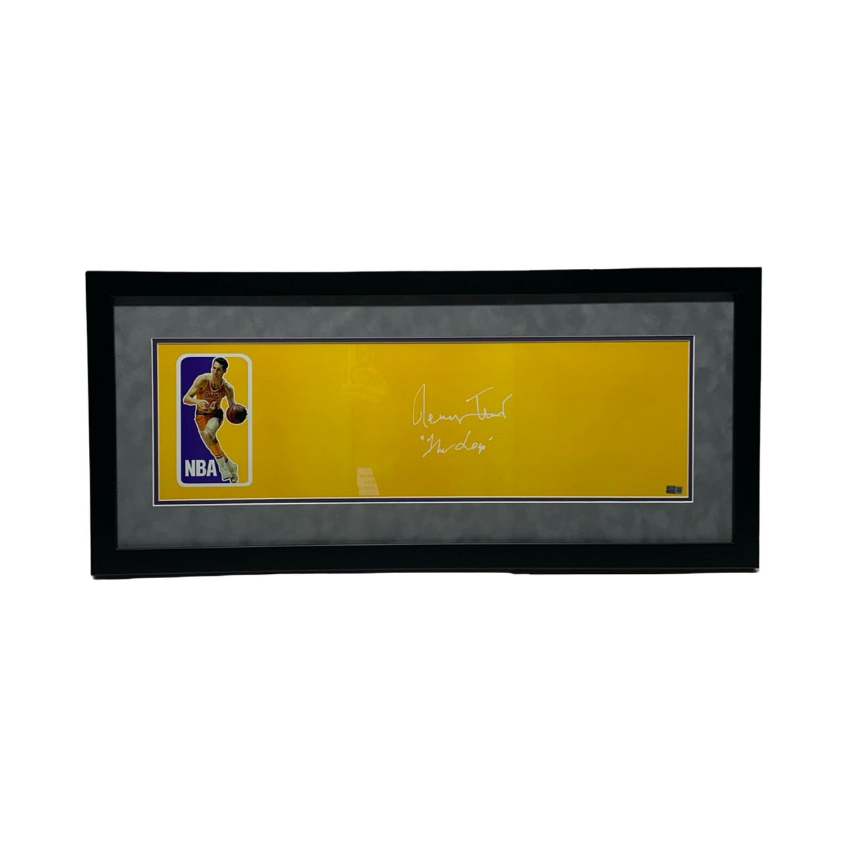 Jerry West Autographed Los Angeles Lakers Horizontal Framed Framed 12x30 Photo Steiner CX