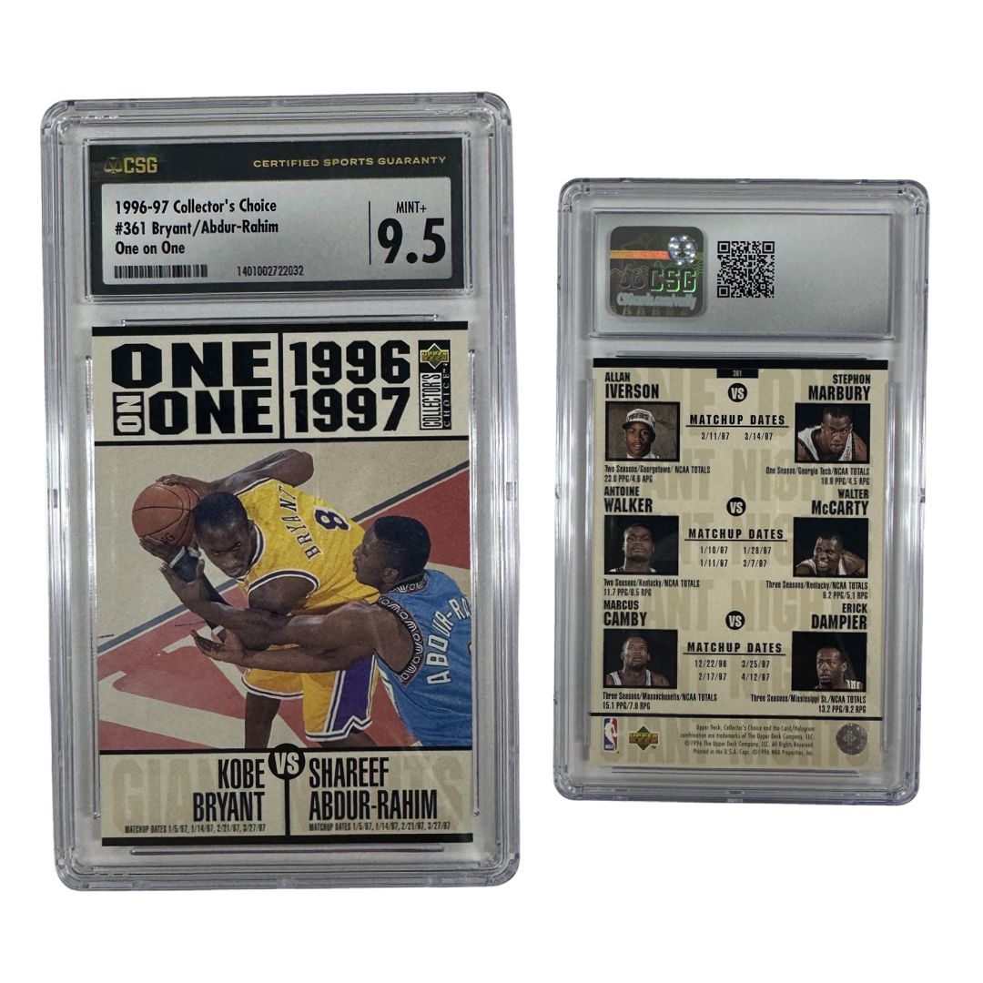 1996-97 Kobe Bryant / Shareef Abdur-Rahim Collector's Choice One on One #361 CSG 9.5 MINT+