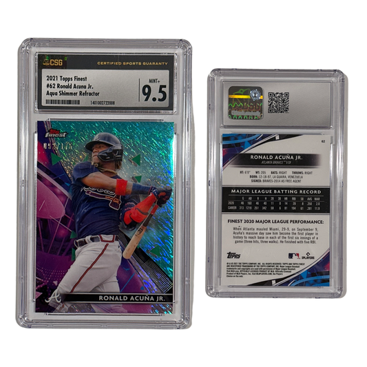 2021 Ronald Acuna Jr. Topps Finest Aqua Shimmer Refractor #62 CSG 9.5 MINT+