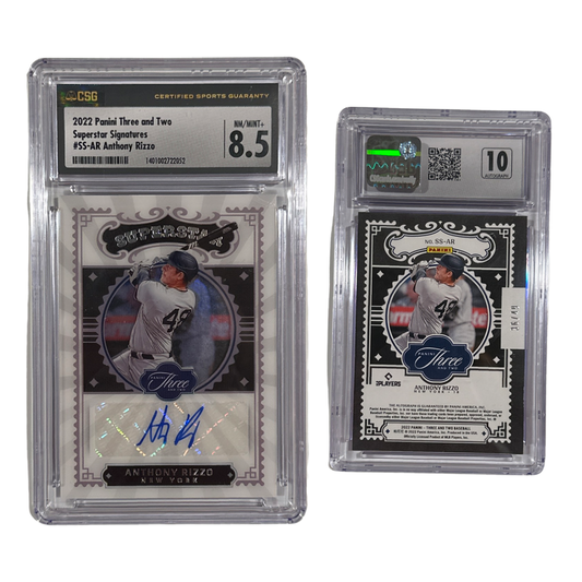 2022 Anthony Rizzo Panini Three and Two Superstar Signatures Autographed #SS-AR CSG 8.5 NM/MINT+