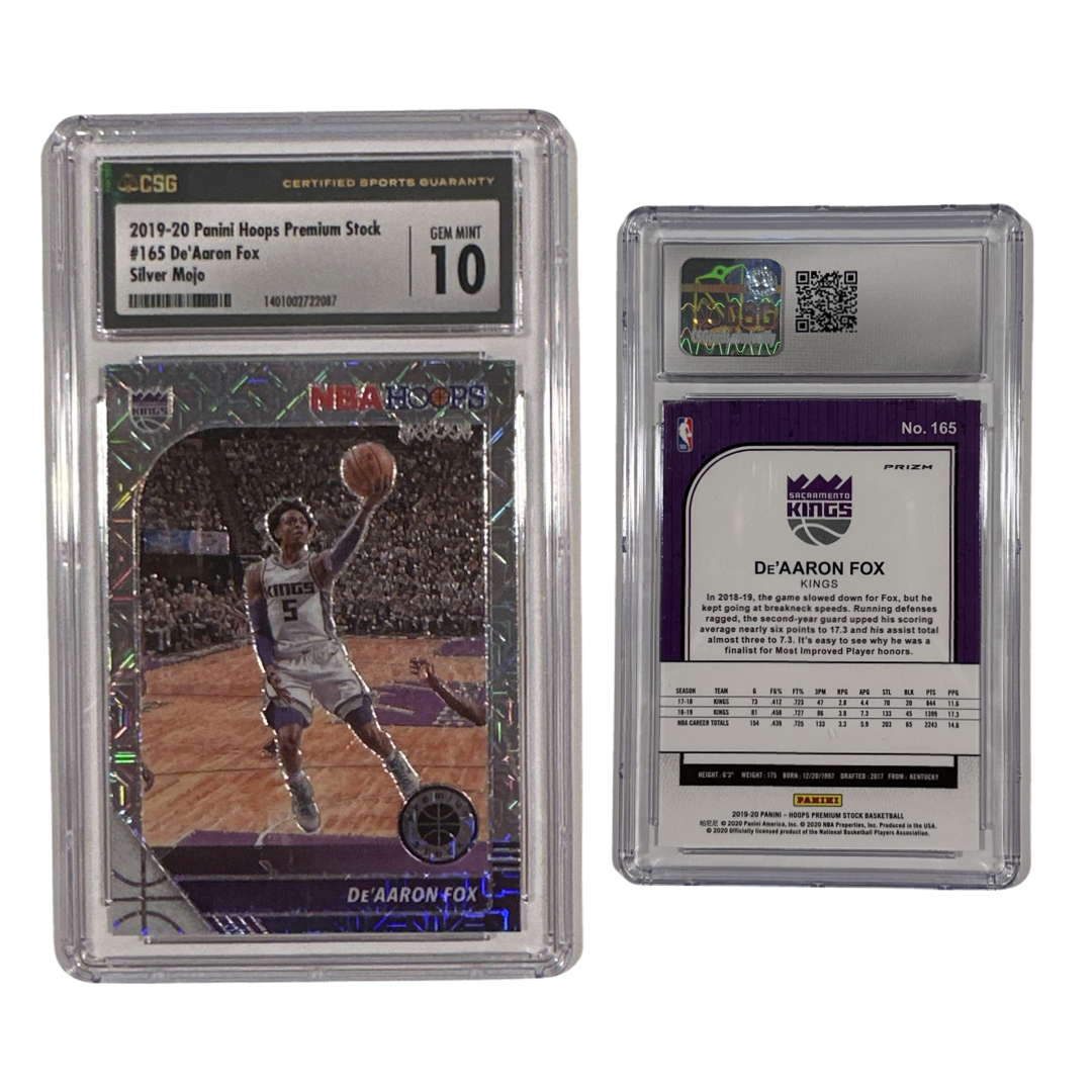 2019-20 De'Aaron Fox Panini Hoops Premium Stock Silver Mojo #165 CSG 10 GEM MINT