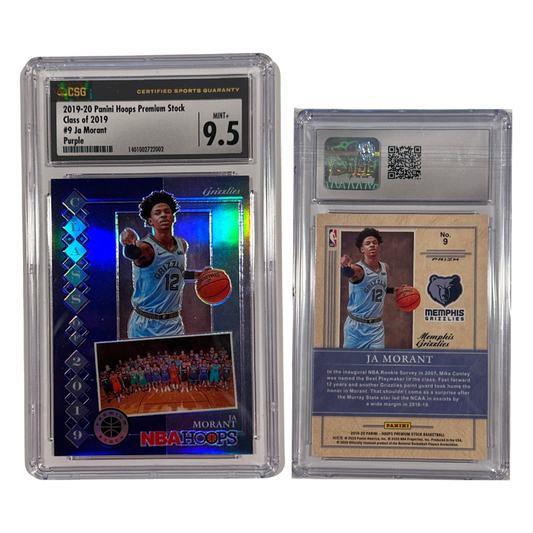 2019-20 Ja Morant Panini Hoops Premium Stock Class of 2019 Purple #9 CSG 9.5 MINT+