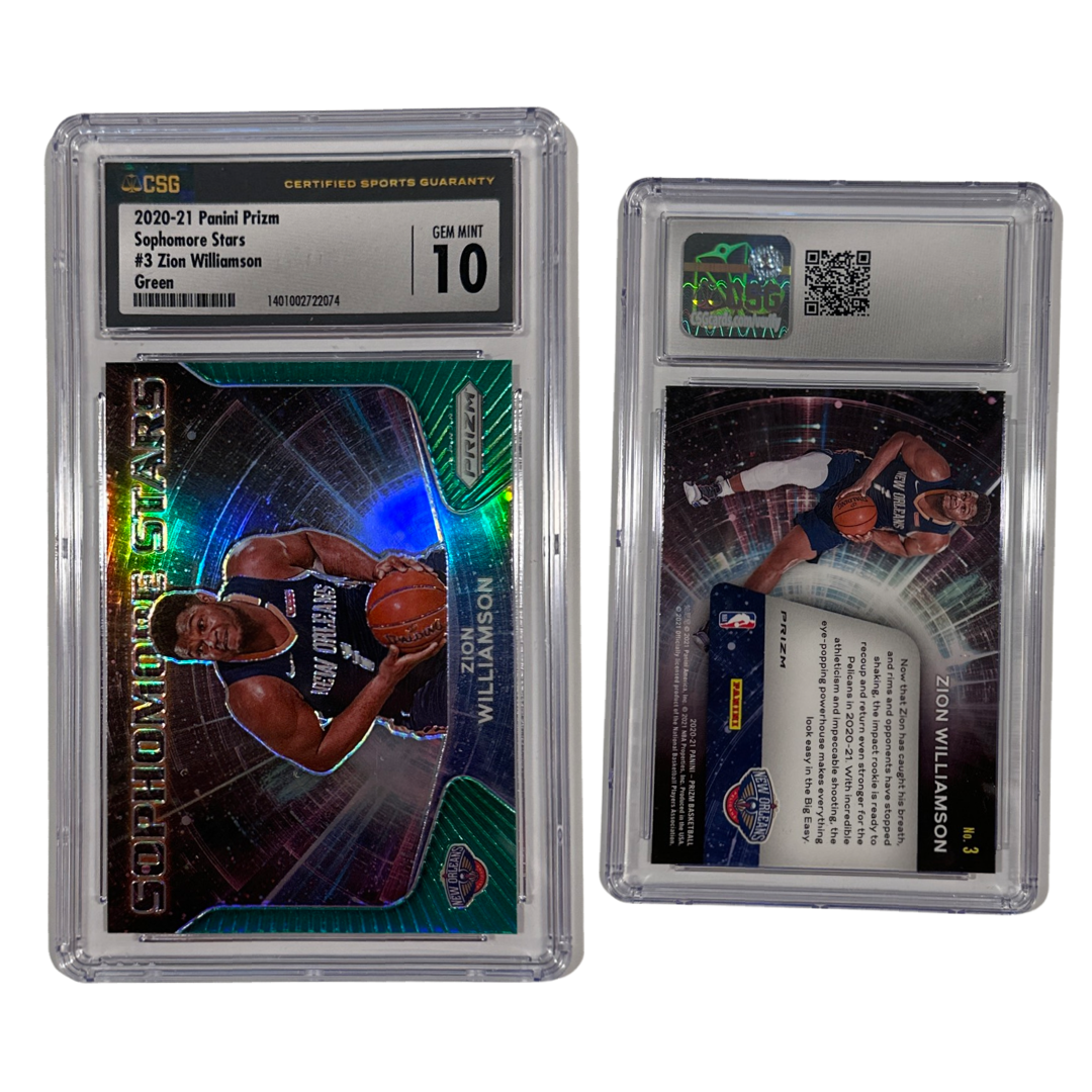 2020-21 Zion Williamson Panini Prizm Sophomore Stars Green #3 CSG 10 GEM MINT