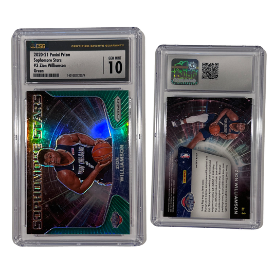 2020-21 Zion Williamson Panini Prizm Sophomore Stars Green #3 CSG 10 GEM MINT
