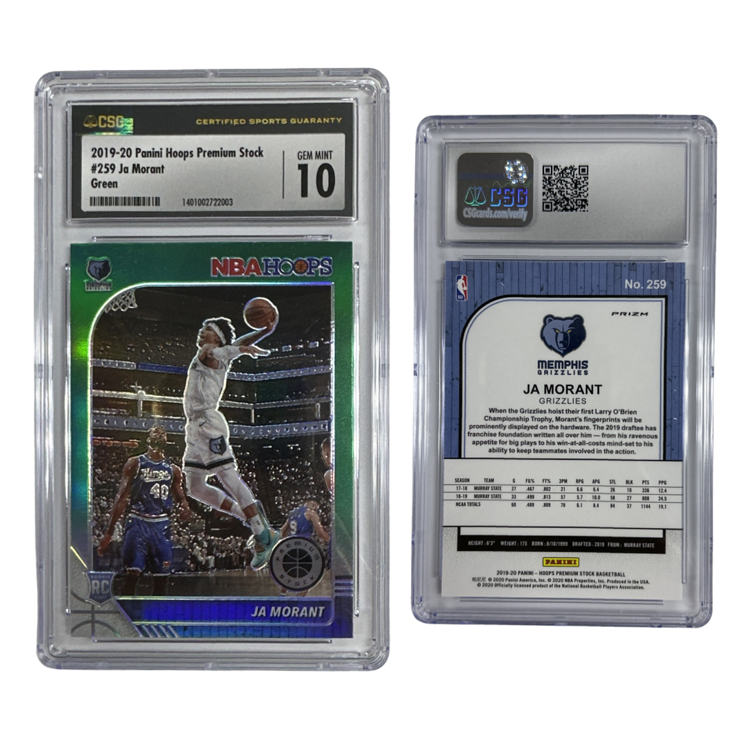 2019-20 Ja Morant Panini Hoops Premium Stock Green #259 CSG 10 GEM MINT