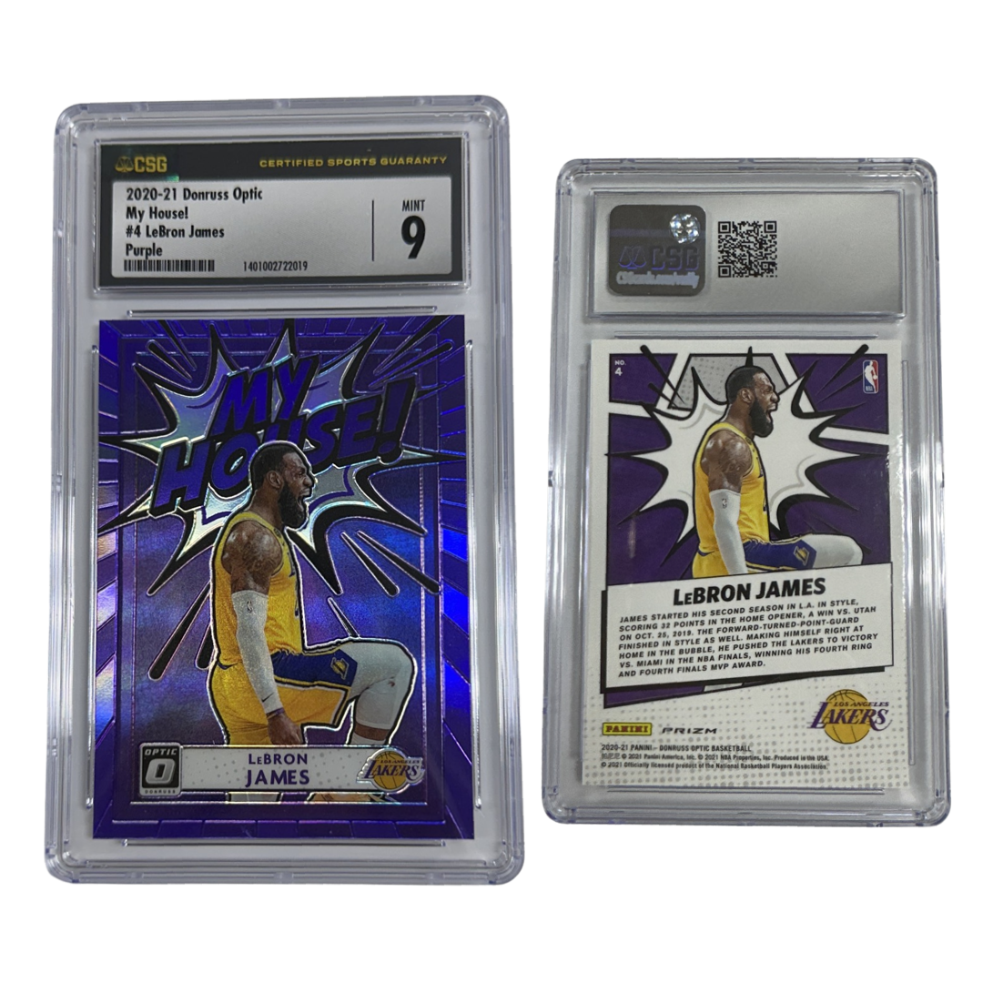 2020-21 LeBron James Panini Donruss Optic My House! Purple #4 CSG 9 MINT