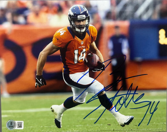 Brandon Stokley Denver Broncos Autographed Orange Jersey Running 8x10 Beckett BAS