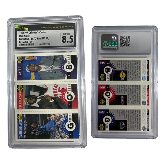 1996-97 Bryant M129/ O'Neal M158/ Garnett M139 Collector's Choice Mini Cards CSG 8.5 NM/MINT+