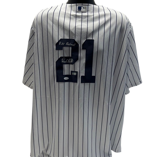 Paul O’Neill Autographed New York Yankees Majestic Pinstripe Jersey #21 Retired Inscription JSA/Steiner CX