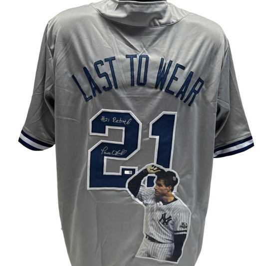 Paul O’Neill Autographed New York Yankees Grey Last to Wear #21 Nameplate Art Jersey “#21 Retired” Inscription Steiner CX