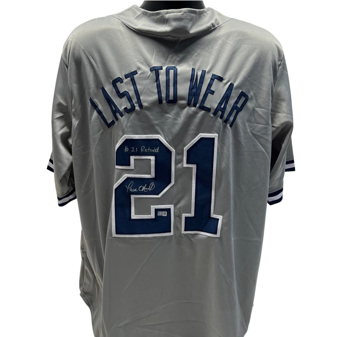 Paul O’Neil Autographed New York Yankees Grey Last to Wear #21 Nameplate Jersey “#21 Retired” Inscription Steiner CX