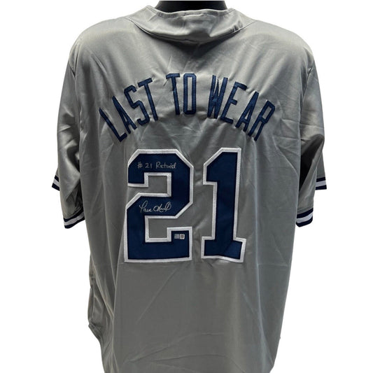 Paul O’Neil Autographed New York Yankees Grey Last to Wear #21 Nameplate Jersey #21 Retired Inscription Steiner CX