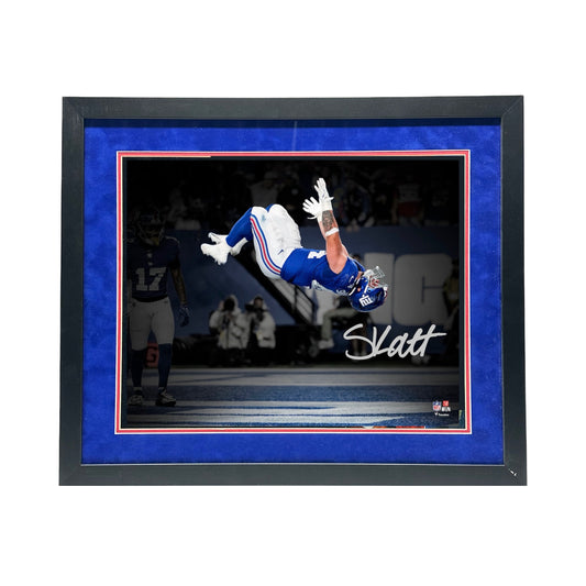 Cameron Skattebo Autographed New York Giants Spotlight Backflip 16x20 Photo Fanatics - Framed
