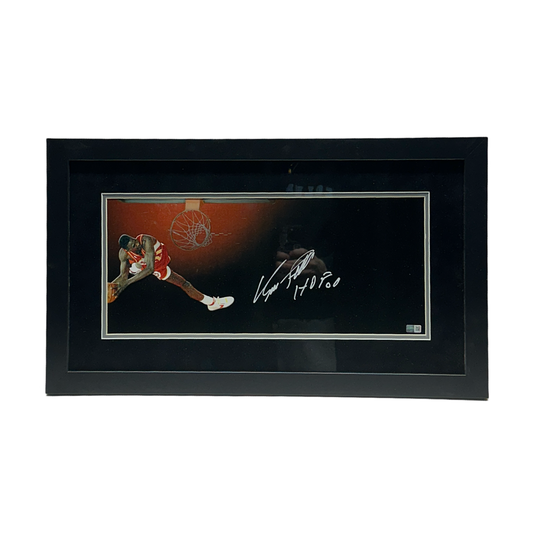 Dominique Wilkins Autographed Atlanta Hawks "HOF 00" Inscribed Blackout 8x18 Steiner CX - Framed