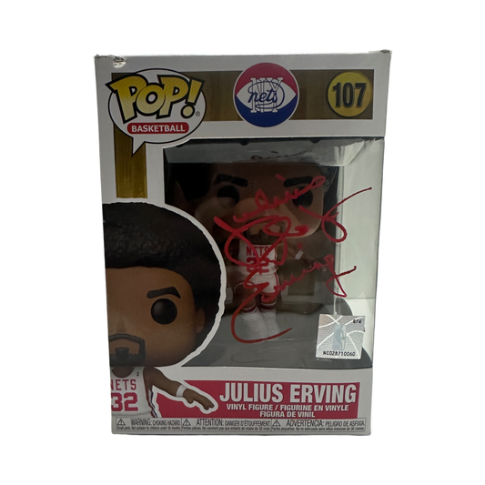 Julius Erving Autographed New York Nets Funko Pop Red Ink JSA