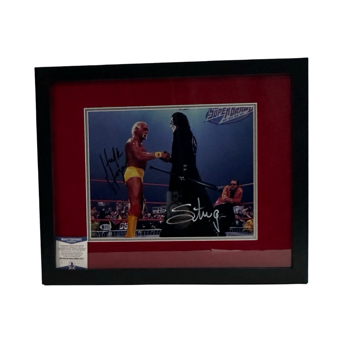 Hulk Hogan And Sting Red Framed Autographed 11x14 Beckett BAS