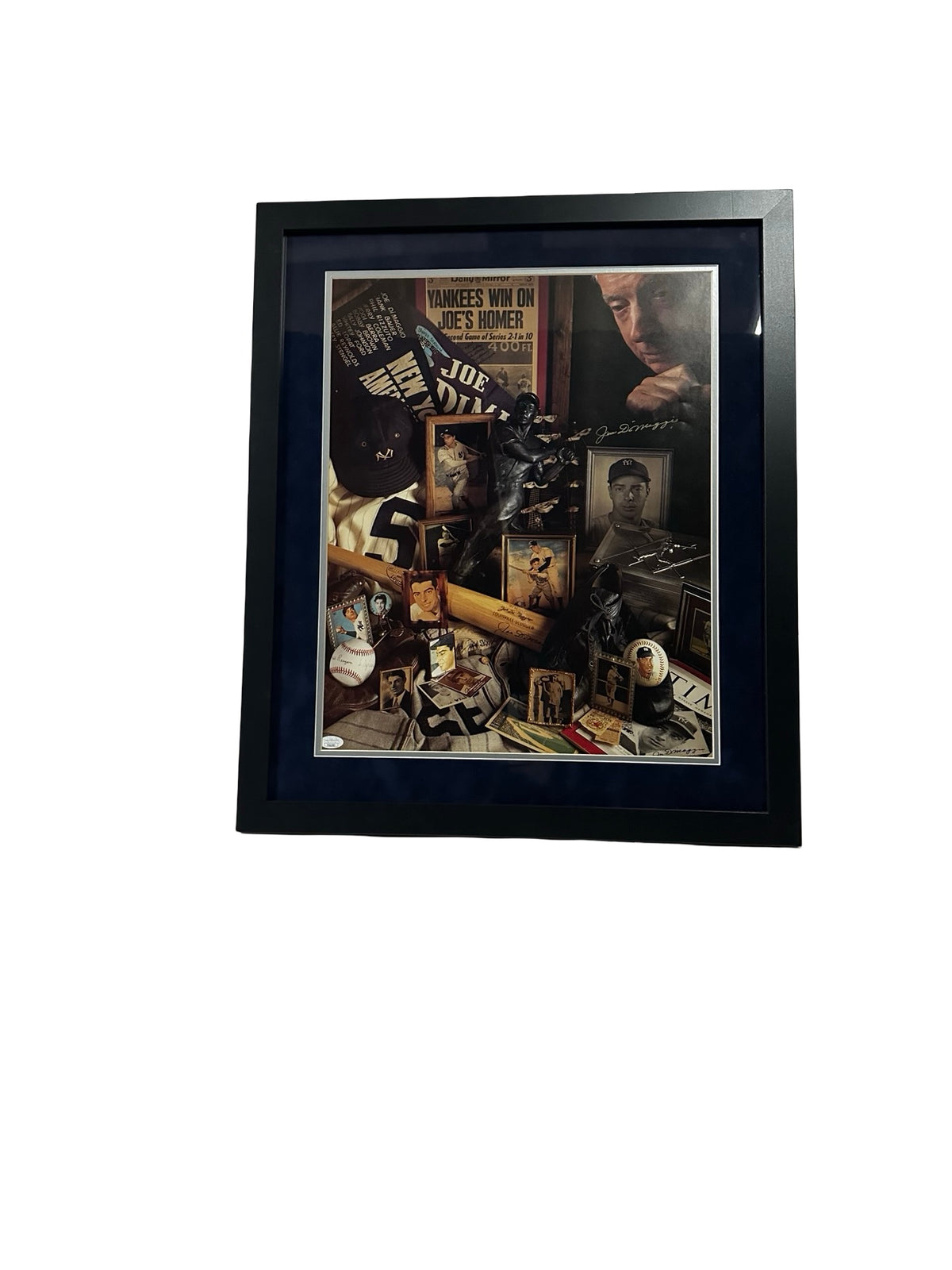 Joe DiMaggio Autographed New York Yankees 19x25 Photo JSA LOA - Framed