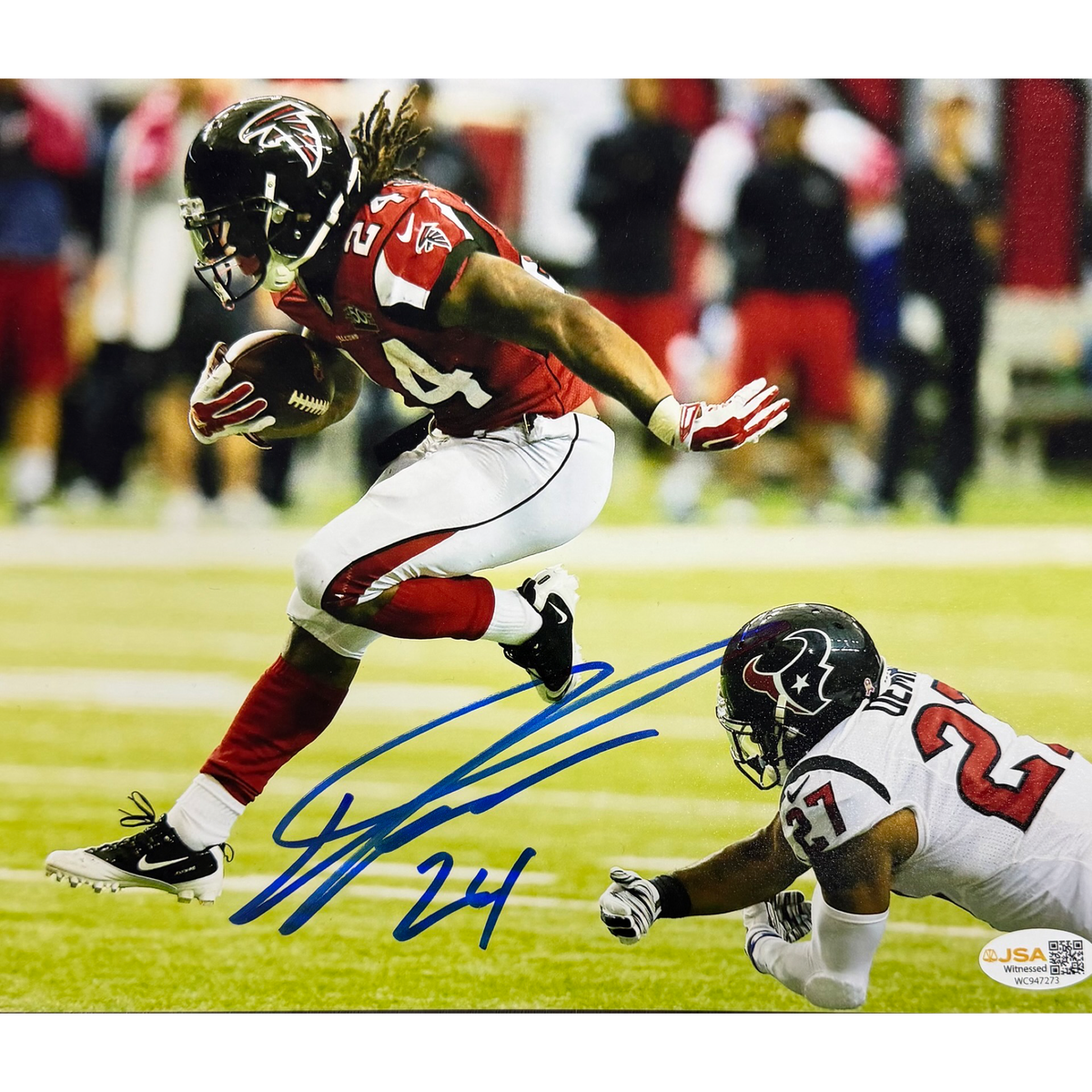 Devonta Freeman Atlanta Falcons Signed Photo Autographed NFL JSA COA Avoid Tackle