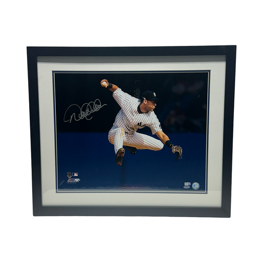 Derek Jeter Autographed New York Yankees Jump Pose 16x20 MLB/ Steiner CX - Framed