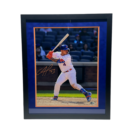 Fransisco Alvarez Autographed New York Mets At Bat 16x20 Beckett - Framed