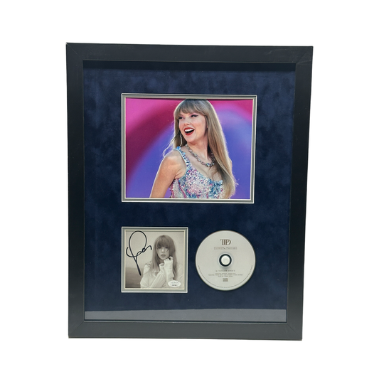 Taylor Swift Autographed Cut & Framed CD 11x14 Frame Smile Navy Dark Blue Matte Vertical JSA