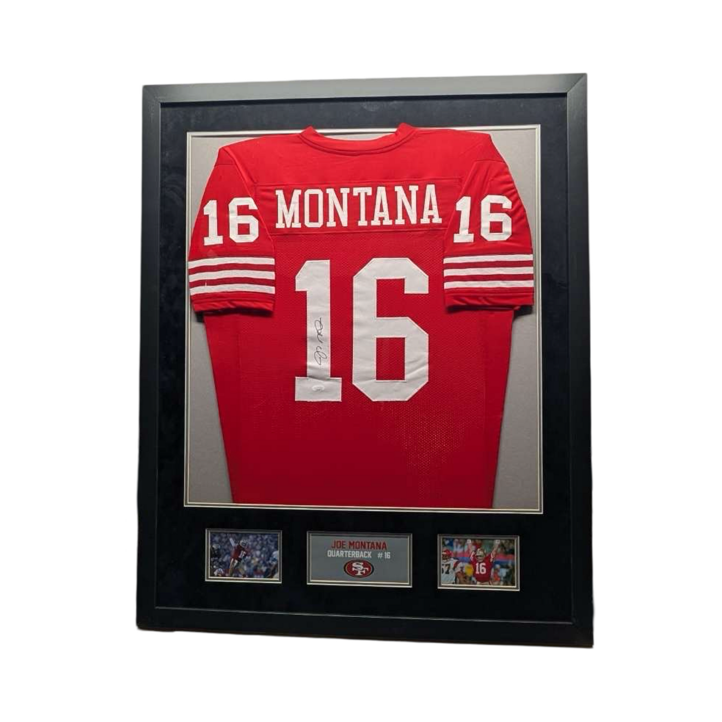 Joe Montana Autographed San Fransisco 49er's Framed Red Jersey JSA