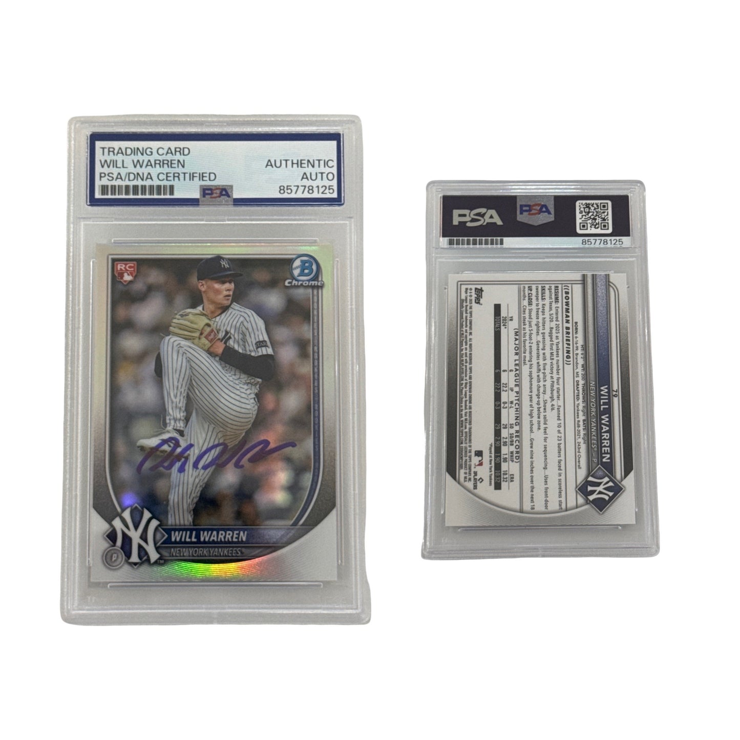 2025 Will Warren Bowman Chrome Refractor #79 Autographed PSA Auto Authentic
