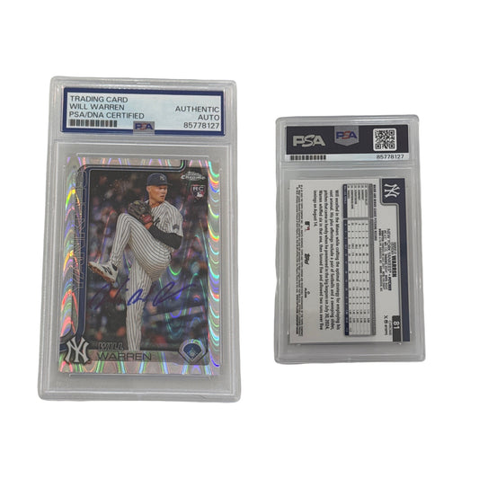 2025 Will Warren Topps Chrome #81 Autographed Wave PSA Auto Authentic