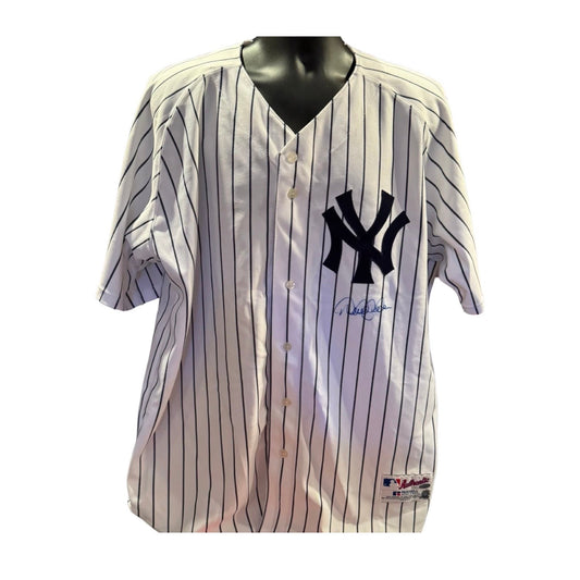 Derek Jeter Autographed New York Yankees Pinstripe Russell Authentic Front Sig Jersey Steiner