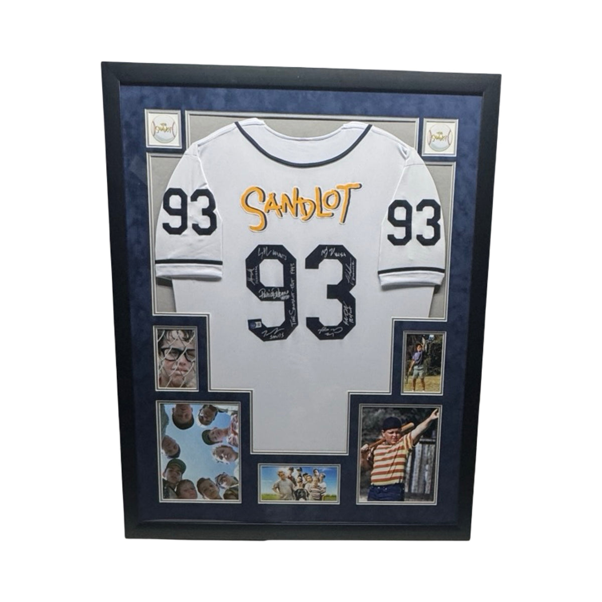 Sandlot Framed Cast Autographed Jersey Beckett BAS