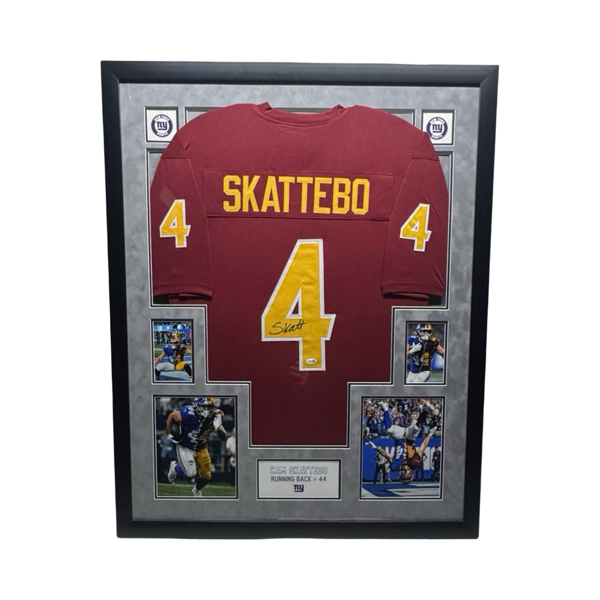 Cam Skattebo Autographed Framed Arizona State New York Giants Grey Backer JSA