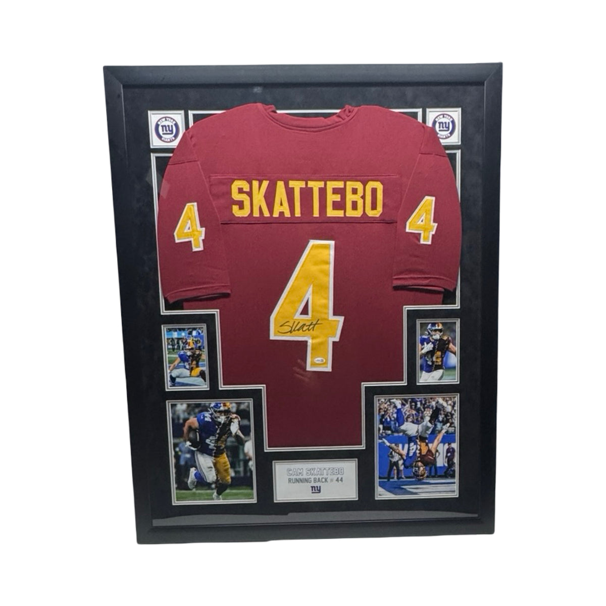 Cam Skattebo Autographed Framed Arizona State New York Giants Black Backer JSA