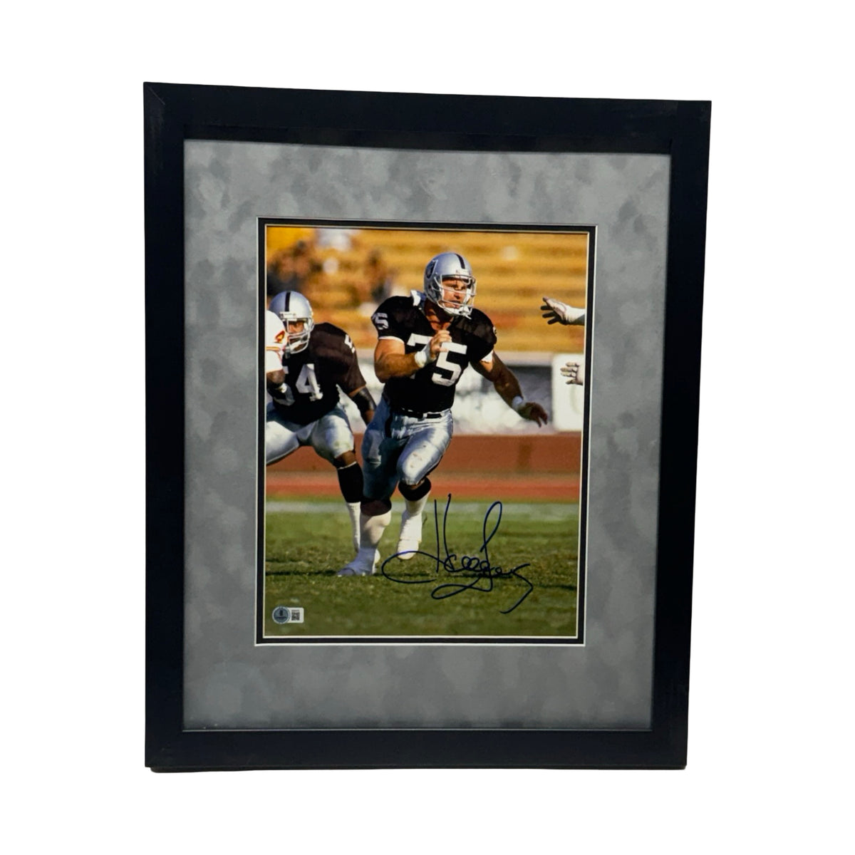 Howie Long Autographed Framed Oakland Raiders Running 16x20 Photo Beckett BAS