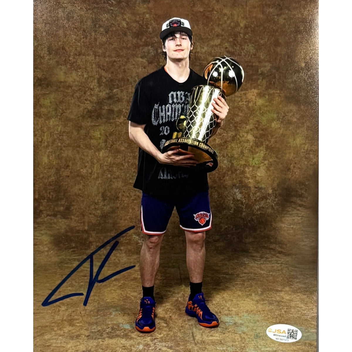 Tyler Kolek New York Knicks with Trophy Autographed 8x10 JSA