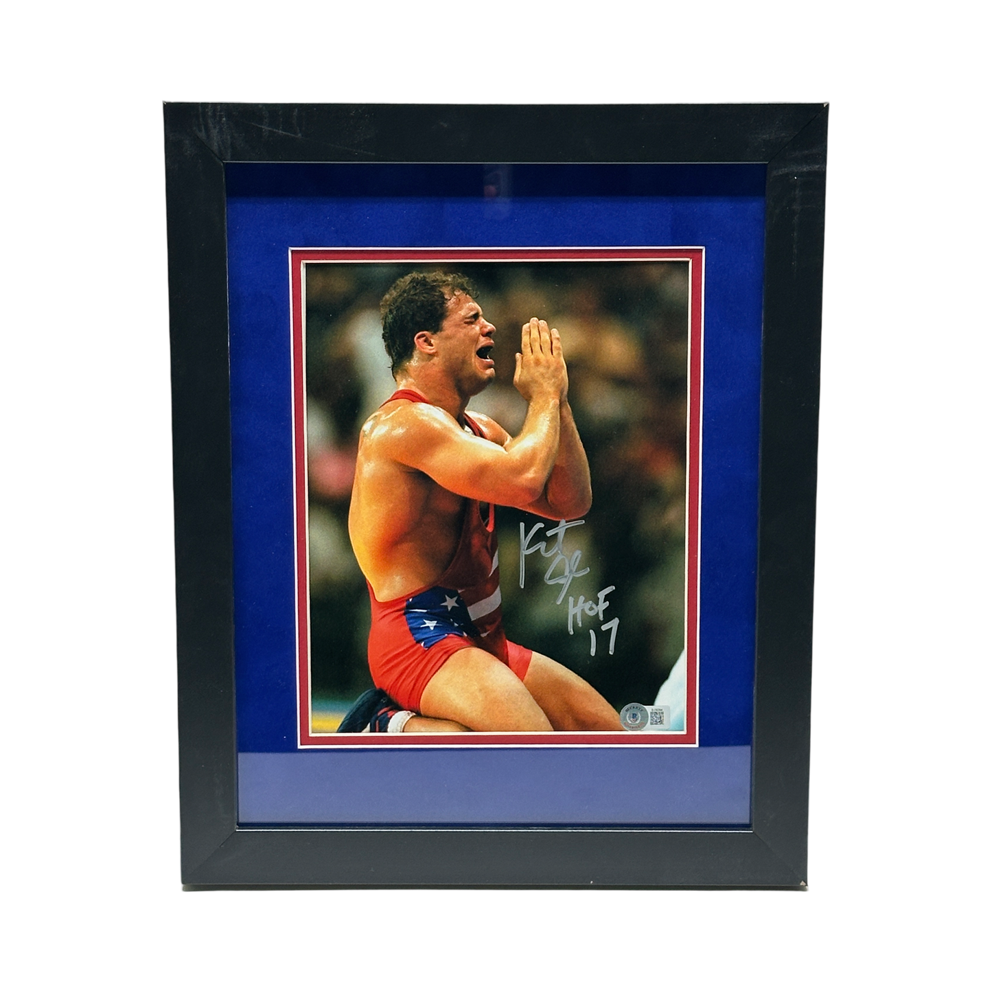Kurt Angle Autographed Olympic Win 8x10 Beckett - Framed