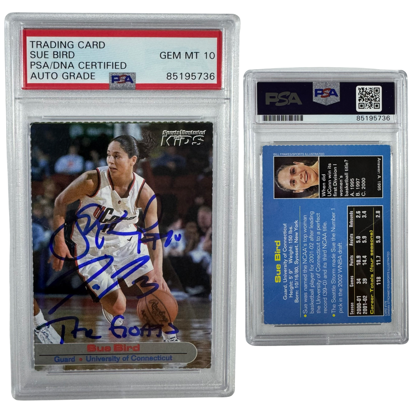 2002-03 Sue Bird & Diana Taurasi Autographed Sports Illustrated Kids #175 The GOATs Inscription PSA Auto GEM MT 10