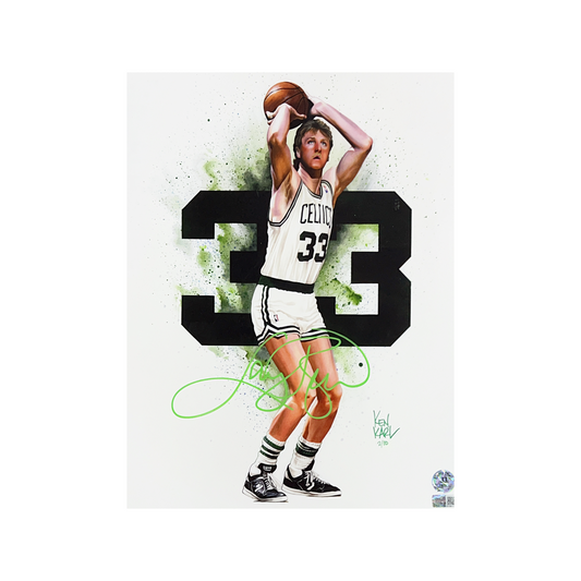Larry Bird Autographed Boston Celtics 11x14 White Variant Ken Karl LE /10 Steiner CX