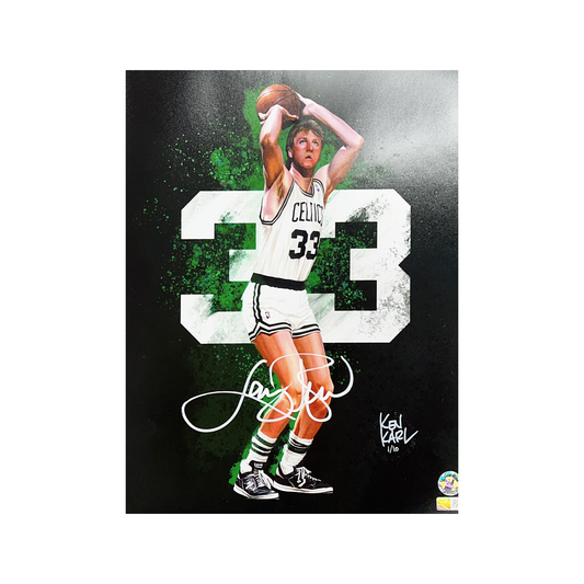 Larry Bird Autographed Boston Celtics 11x14 Black Variant Ken Karl LE /10 Steiner CX