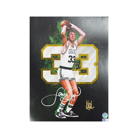 Larry Bird Autographed Boston Celtics 11x14 Black Variant Ken Karl LE 1/1 Steiner CX