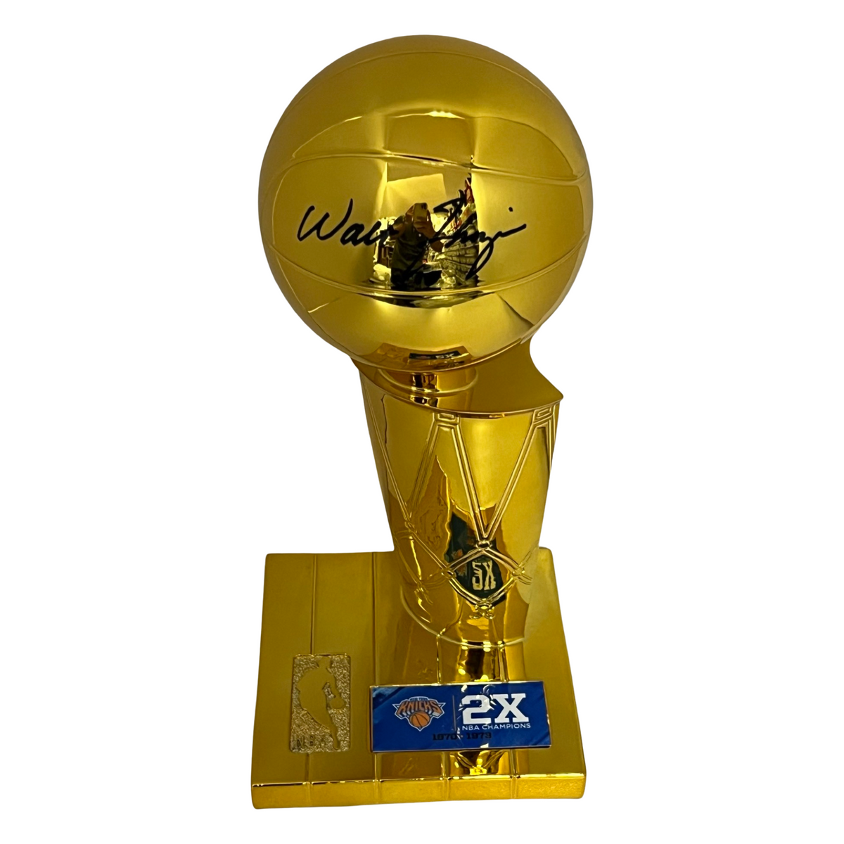 Walt Clyde Frazier Autographed New York Knicks Replica Larry O’Brien Trophy JSA