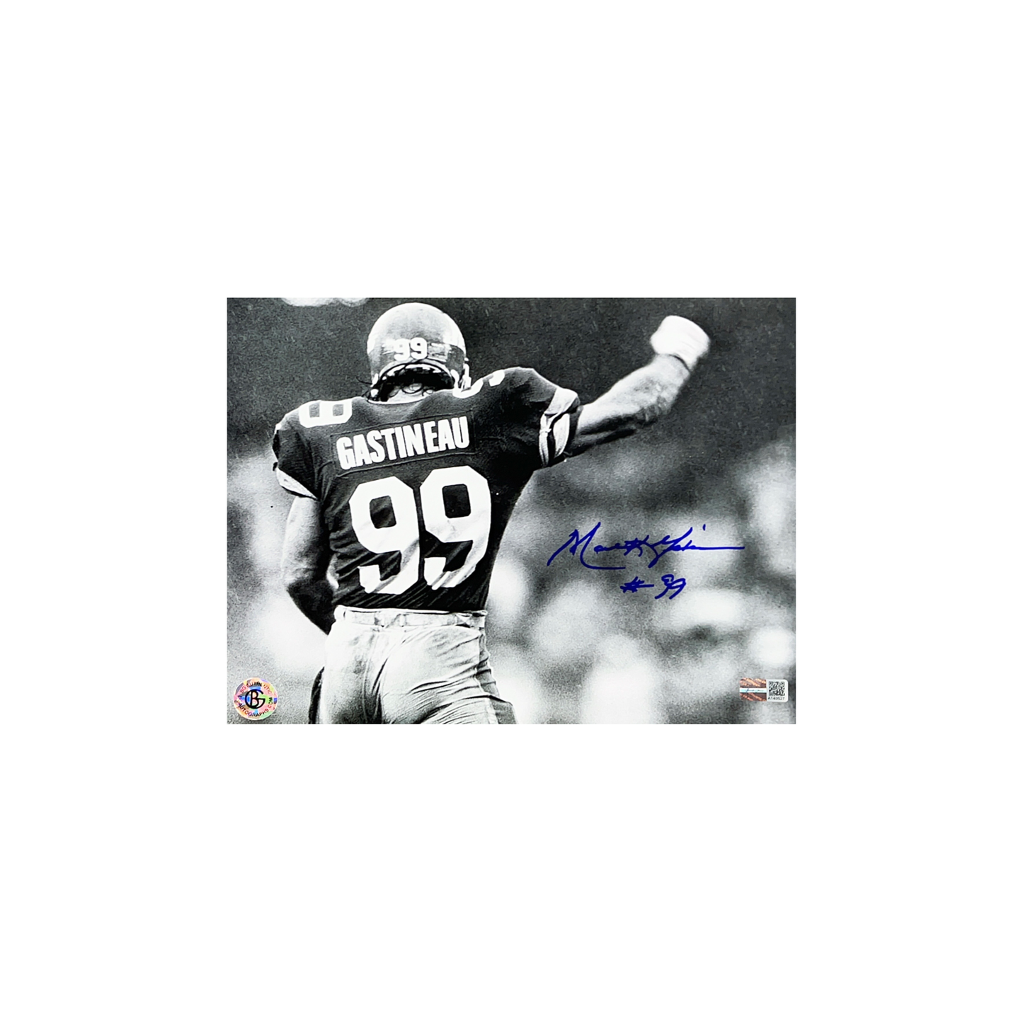 Mark Gastineau Autographed New York Jets Black & White Arm Up 8x10 Steiner CX